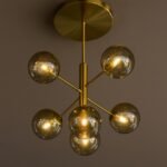 modern 6-light brass Sputnik-style chandelier