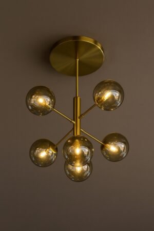 modern 6-light brass Sputnik-style chandelier