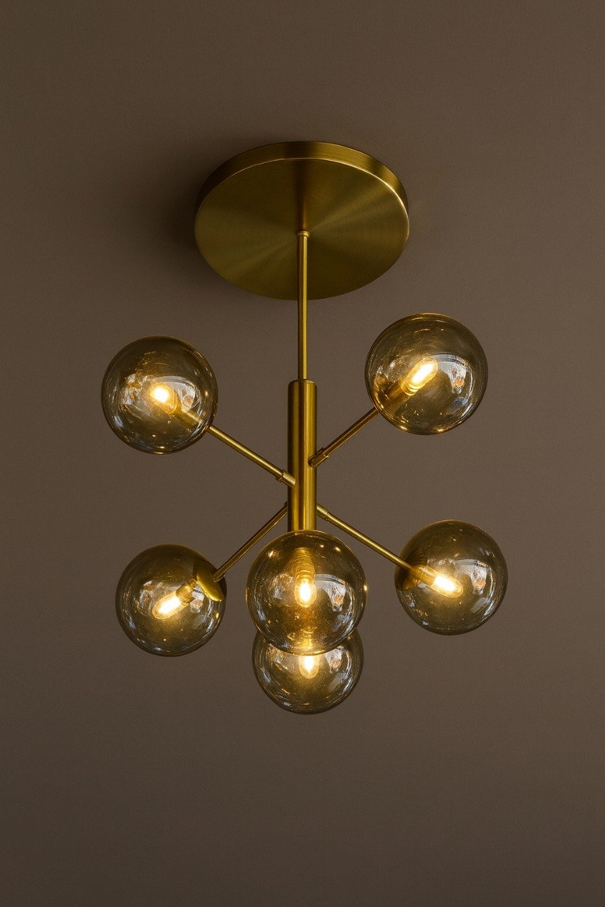 modern 6-light brass Sputnik-style chandelier modern 6-light brass Sputnik-style chandelier