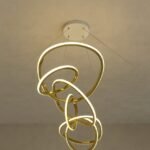 gold LED twisted rings pendant chandelier light.