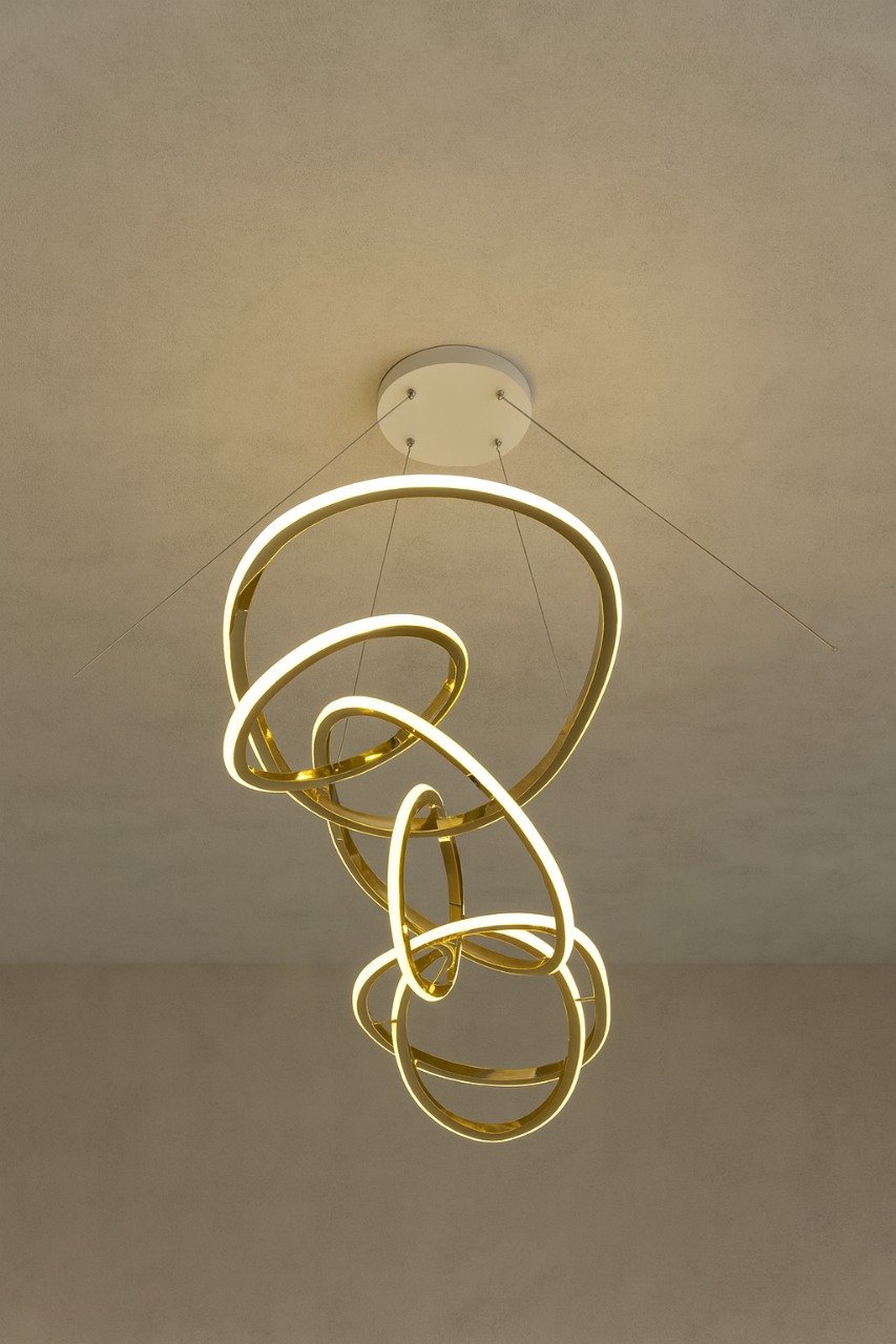 gold LED twisted rings pendant chandelier light. gold LED twisted rings pendant chandelier light.