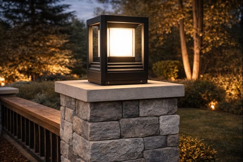 product11 Modern 250mm E27 3-in-1 Bulb Outdoor Pillar Lamp - Image 1