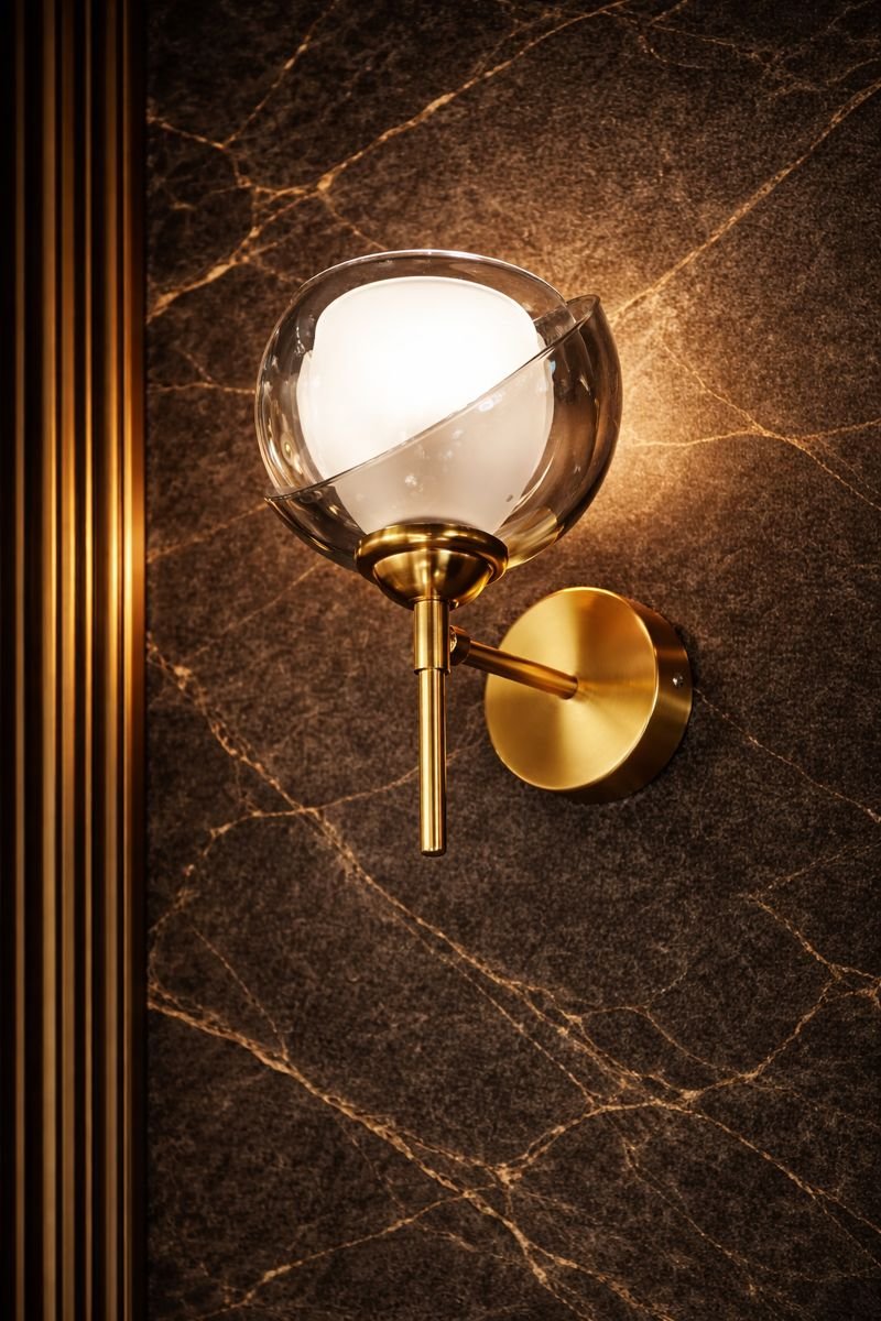 product65 Classic Glass Shade Wall Light with E27 3-in-1 Bulb - Image 1