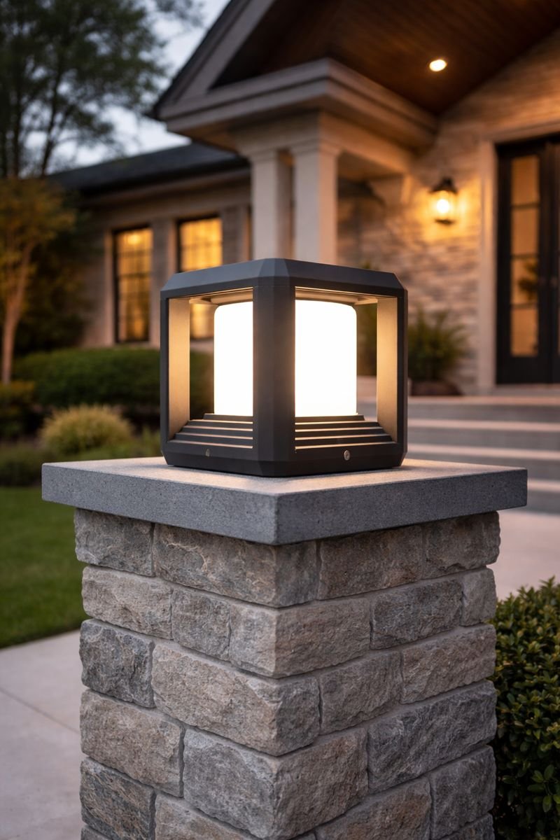 product73 Compact 150mm Outdoor Pillar Lamp with E27 3-in-1 Bulb - Image 1